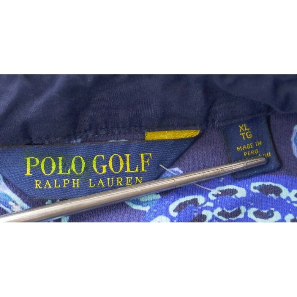 Polo Golf Ralph Lauren Shirt Mens Extra Large Blue Paisley Print Short Sleeve
